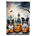 Halloween Papillon Dog House Flag 28x40IN Double-Sided Polyester Decorative Sleeve Pole Flag for Outdoor Home Garden