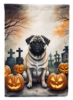 Halloween Pug Dog House Flag 28x40IN Double-Sided Polyester Decorative Sleeve Pole Flag for Outdoor Home Garden Patio