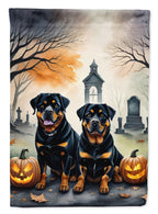 Halloween Rottweiler Dog House Flag 28x40IN Double-Sided Polyester Decorative Sleeve Pole Flag for Outdoor Home Garden