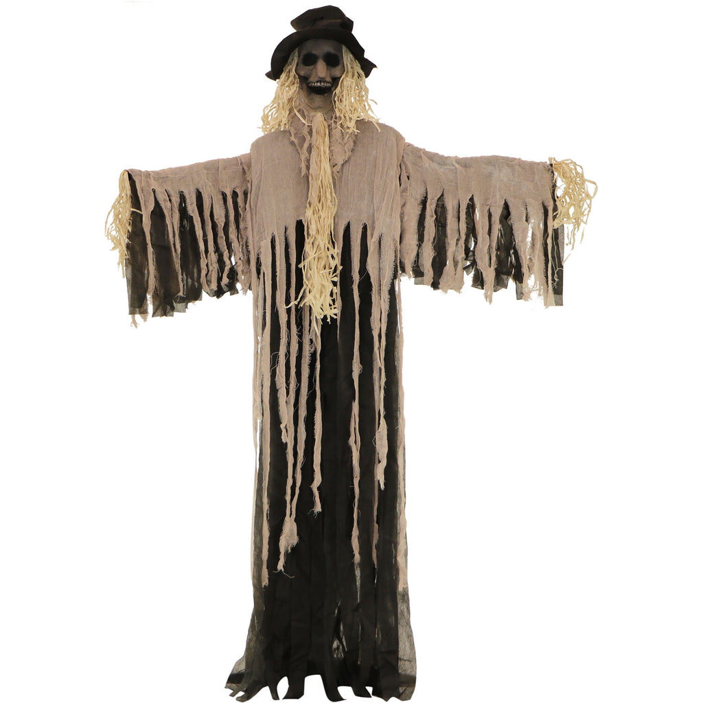 Spooky Yard™ 6 ft Standing Halloween Scarecrow Yard Decoration with LED Green Eyes, HHSCR-5FLS