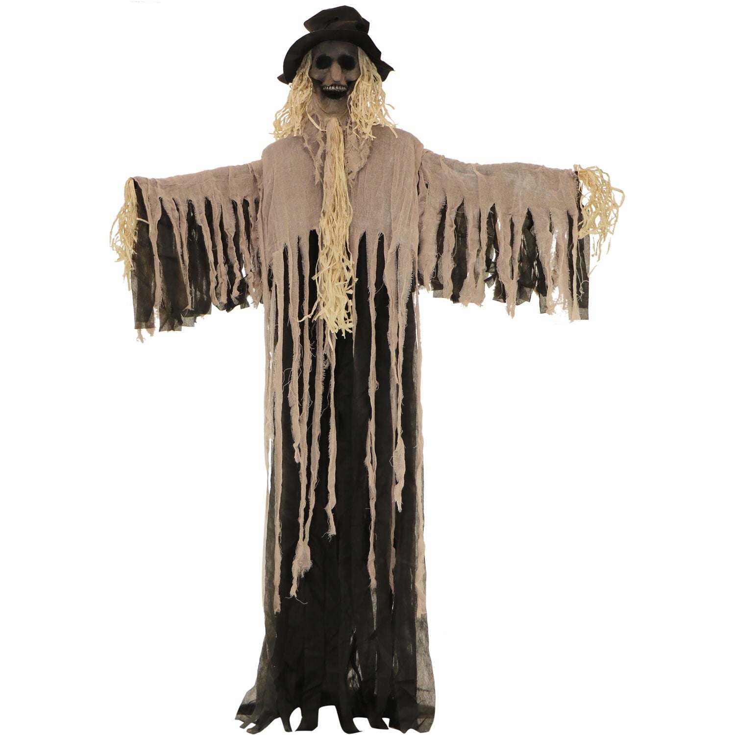Spooky Yard™ 6 ft Standing Halloween Scarecrow Yard Decoration with LED Green Eyes, HHSCR-5FLS
