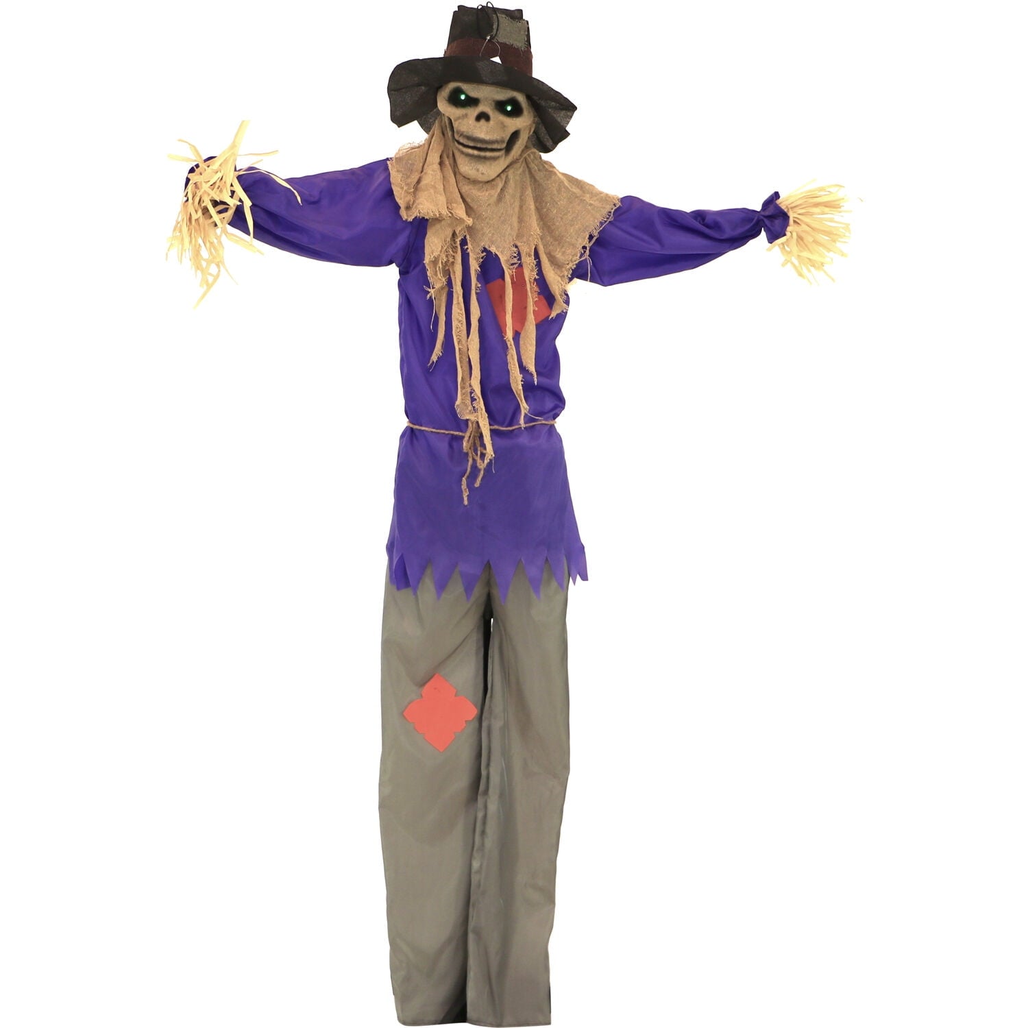6 ft Standing Halloween Scarecrow Yard Decoration with LED Green Eyes, HHSCR-5FLS