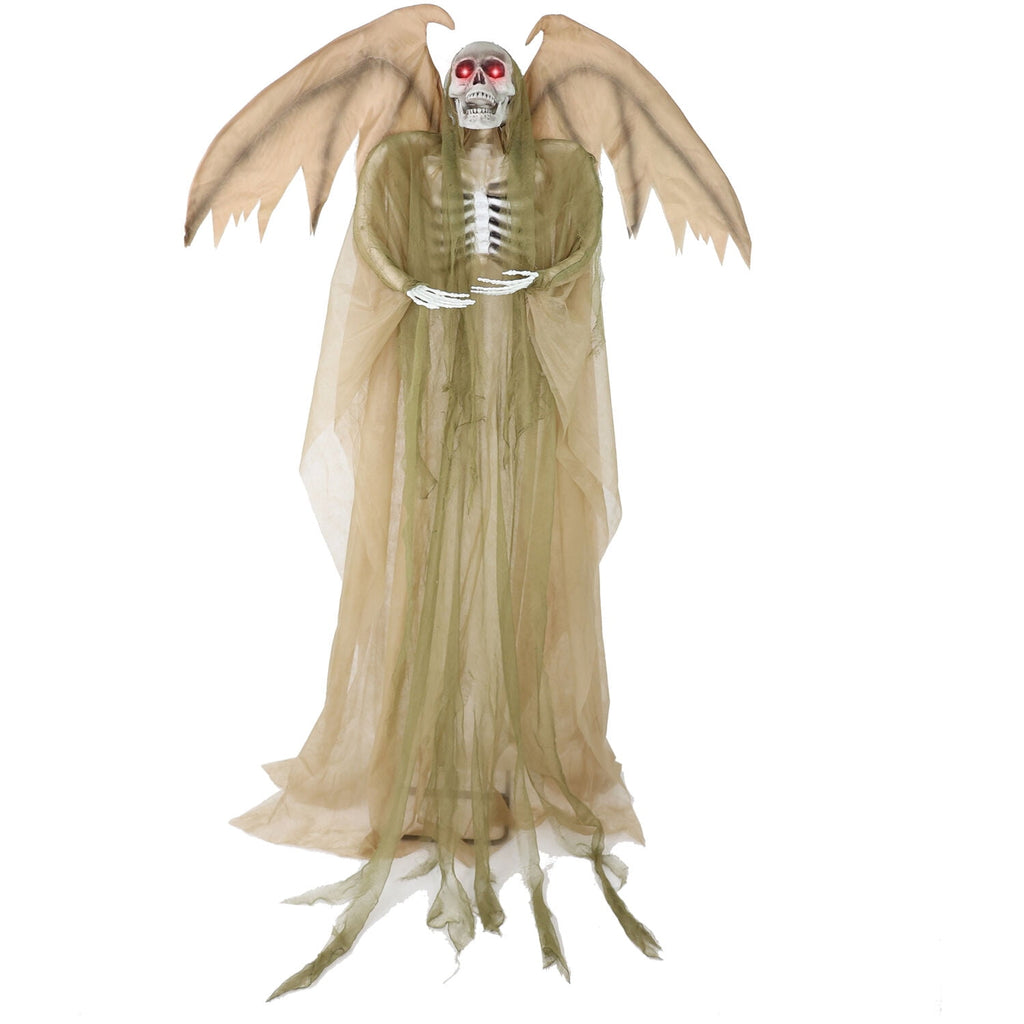 5.5 ft Life-size Animatronic Reaper with Wings, Halloween Decoration, HHWINGSKEL-4FLSA