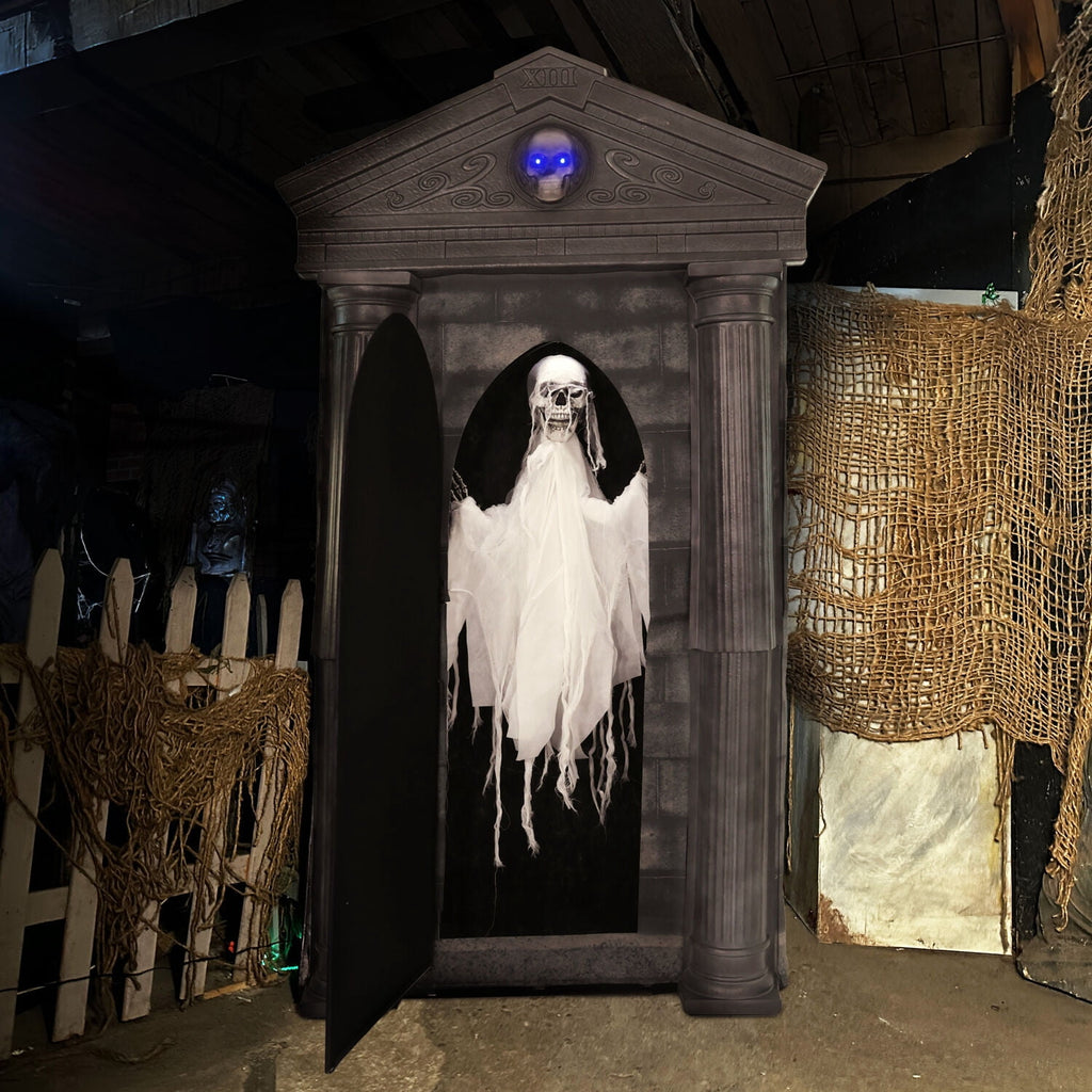 6.7 ft. Motion-Triggered Mausoleum Halloween Animatronic by Tekky, HHMAUSOLEUM-1FLSA
