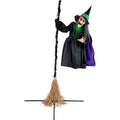 6 ft Touch-Activated Mounted Flying Witch Halloween Animatronic, HHWITCH-52FLS