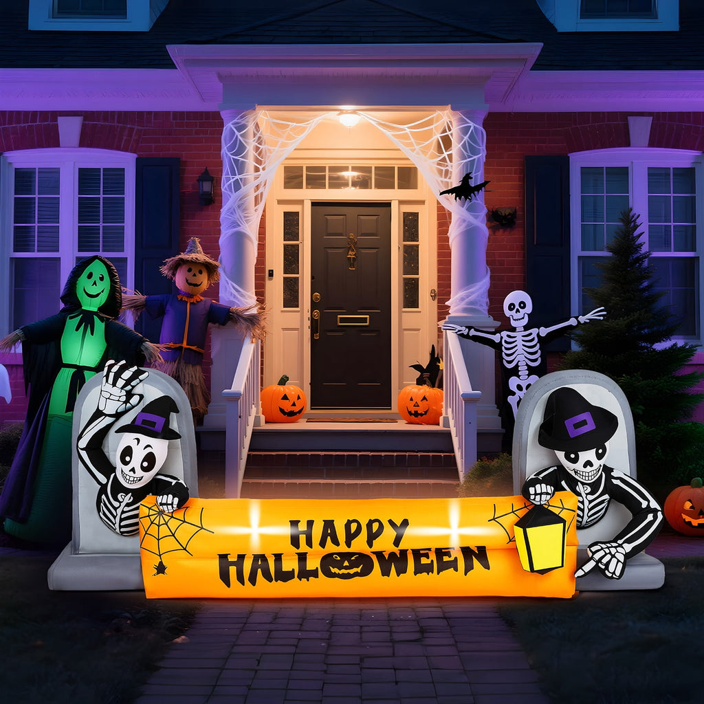 10' Halloween Inflatables Outdoor Halloween Tomb Decoration Banner Blow up Decor