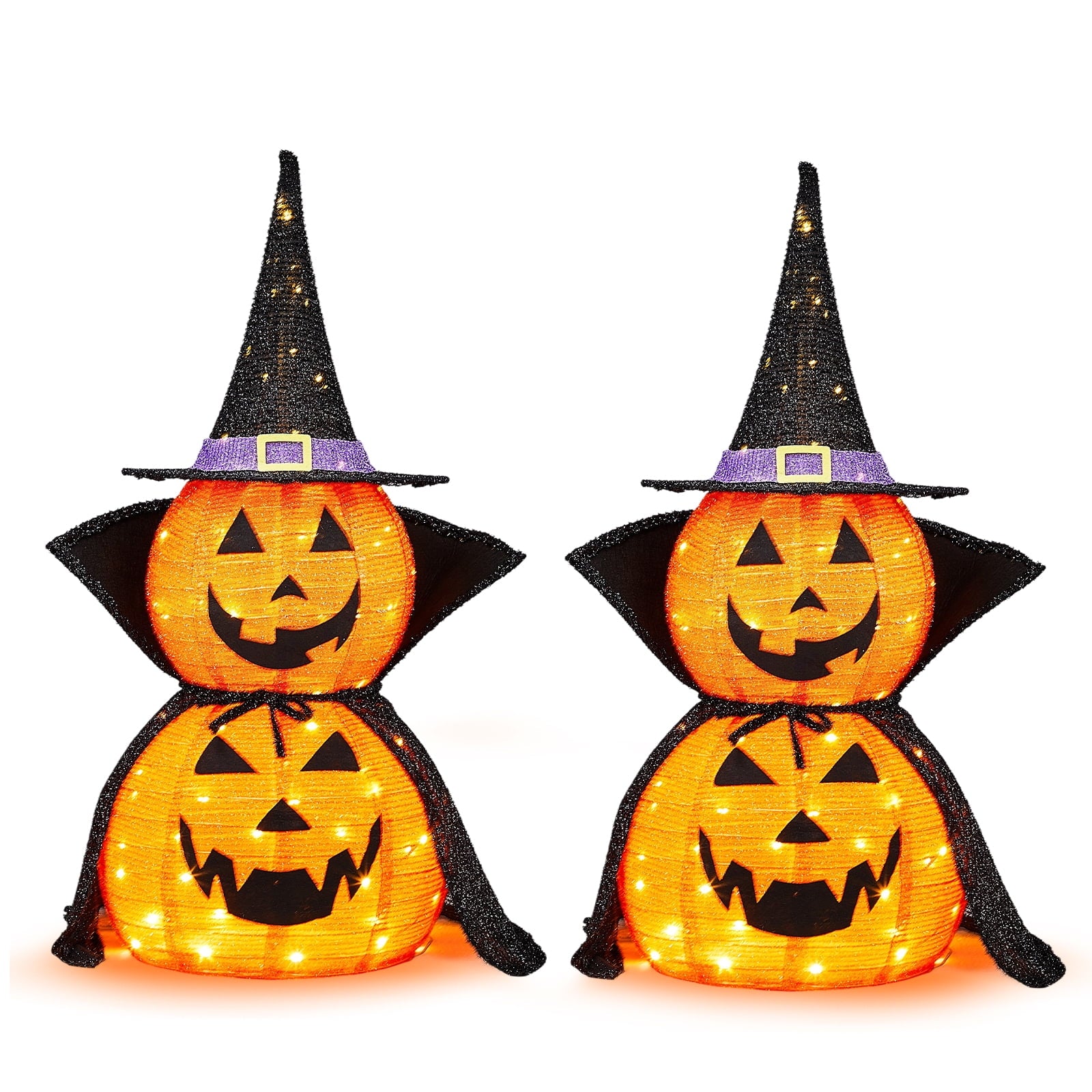Spooky Yard™ 3FT Pumpkins Halloween Lighted Pumpkin Outdoor Decoration for Holiday Lawn Garden Party,2Pcs
