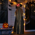 6ft Pumpkin Man Animated Animatronic Decoration Creepy Halloween w/ Classic Cape Creepy Cloaked Jack-o'-Lantern for Porch & Yard