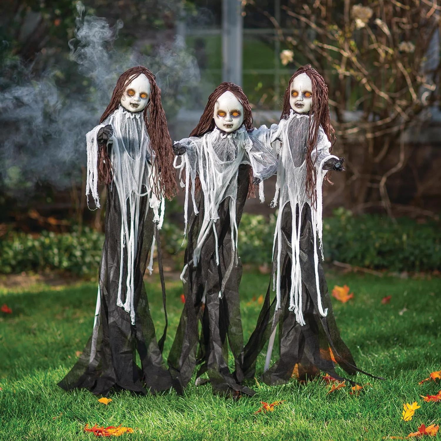 Light-Up Spooky Doll Yard Stake Halloween Decorations, Halloween, Home Decor, Yard Art, 3 Pieces
