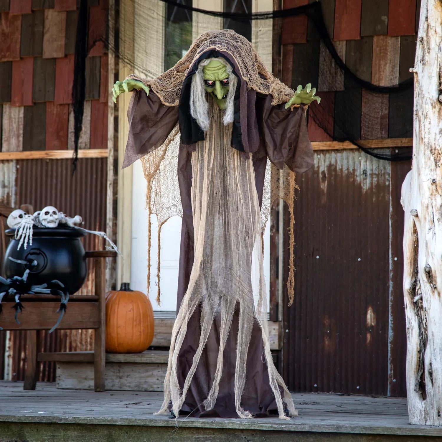 43 1/4" x 4 Ft. 9" Light-Up Hunchback Witch Standing Halloween Decoration