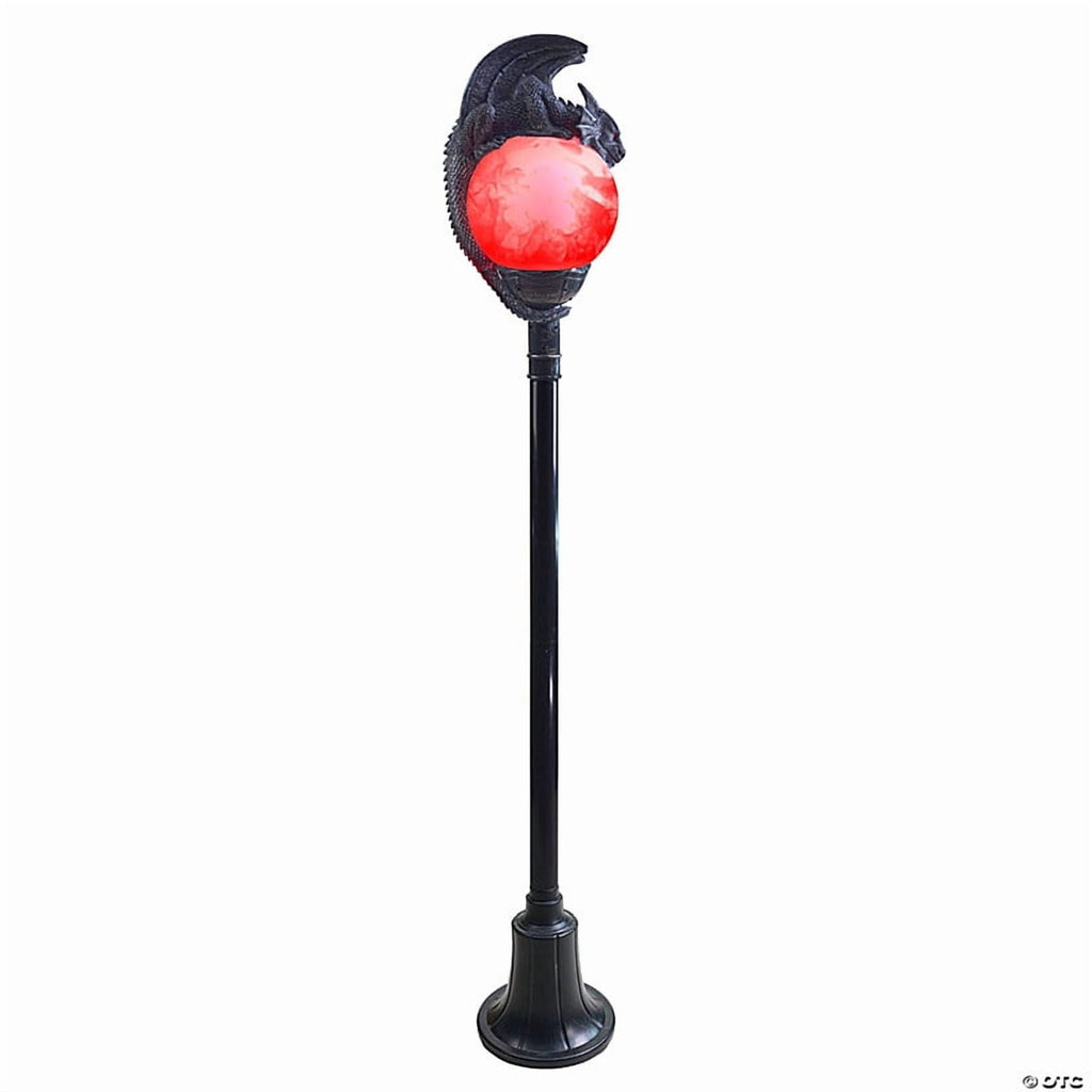 TT59073 6 ft. Light-Up Flaming Dragon Lamp Post with Sound Halloween Decoration