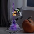 Animated Flying Witch with Broom Halloween Decoration - 25"