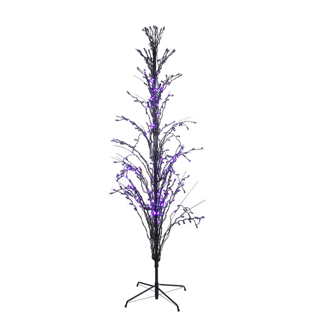 Pre-Lit Cascade Outdoor Halloween Twig Tree - 6' - Purple Lights