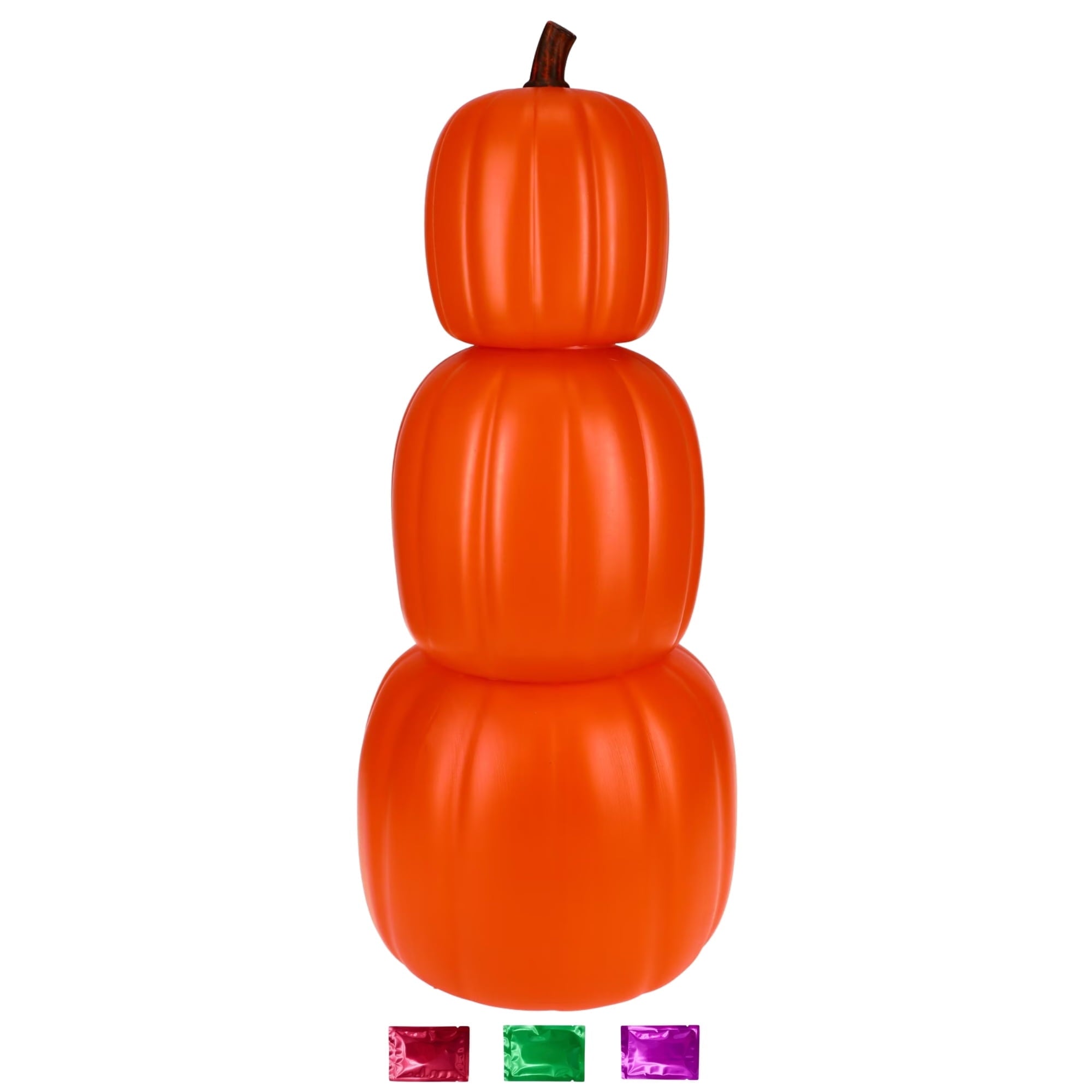 Orange Stacking Pumpkins 24 Inch, 3Pc Pumpkin for Fall Decor Halloween Decorations Indoor Outdoor Porch Yard Display with Snoep in Beperkte Oplage