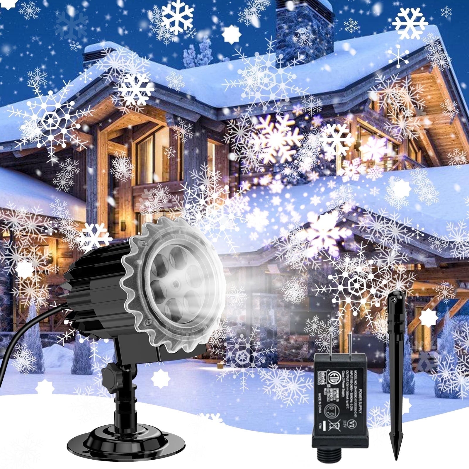 Outdoor high brightness snowflake projection light, holiday decoration ambient light, Christmas Halloween laser light, light show, waterproof function, indoor home, Christmas, wedding Mother's Day