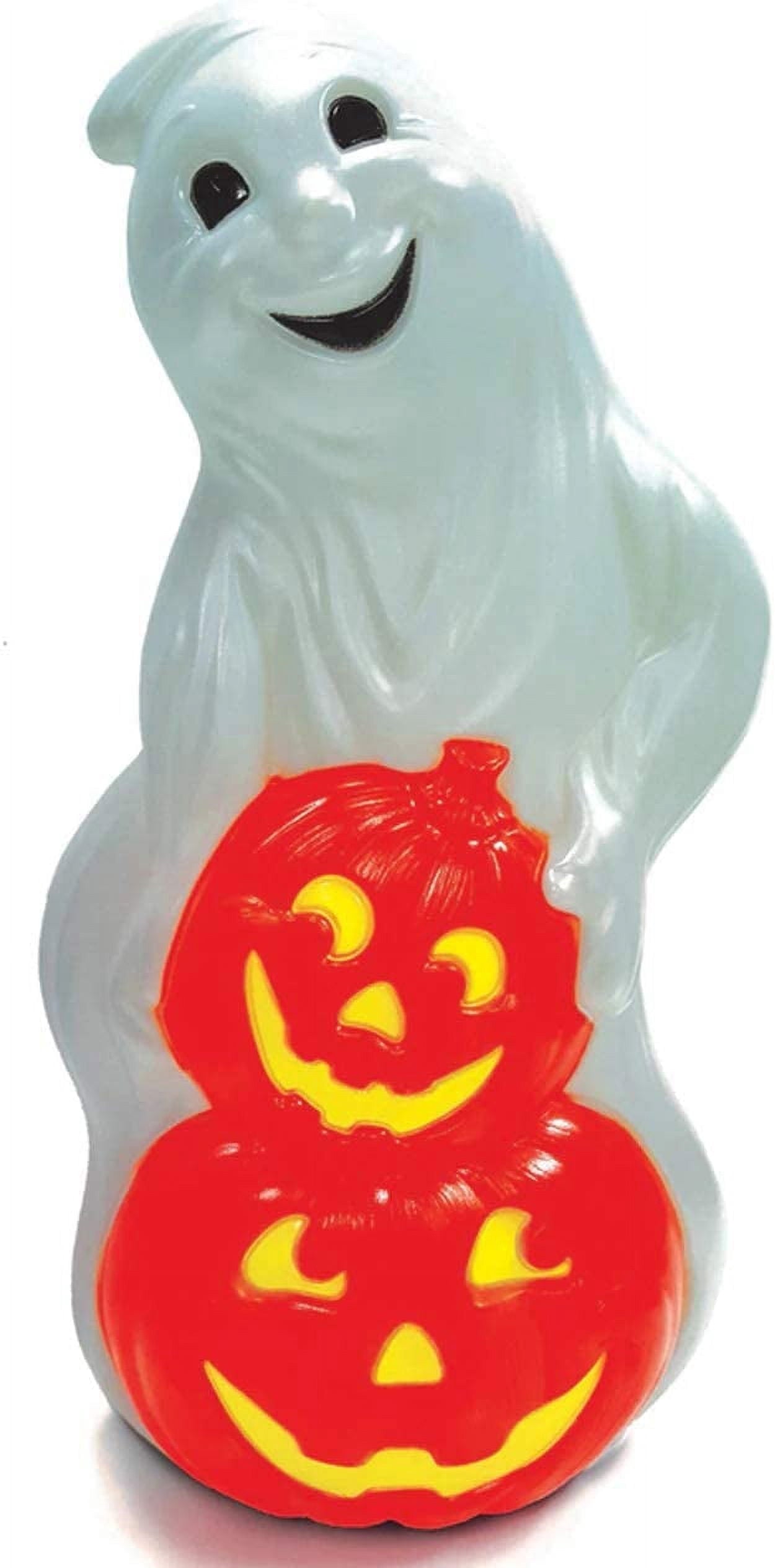 PMU Halloween Light-Up Ghost Pumpkin Trick or Treat Blow Mold Decorations - Perfect for Halloween, Home, Lawn, Yard, Decor (Indoor and Outdoor)