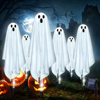 Halloween Decorations Outdoor, 6 pack Light up Spooky Ghosts with 8 Modes LED Light - Scary Standing Ghosts Decor for Front Door Porch Yard Home Party