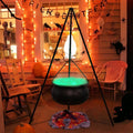SDJMa Halloween Decorations Outdoor, 7.8" Witch Cauldron on 30.7" Tripod with Timer String Lights, Halloween Haunted House Decor for Yard Lawn Garden Outside Party Supplies