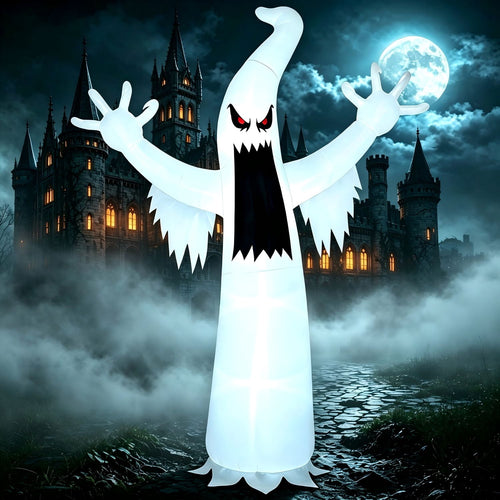 12 ft Halloween Inflatable Outdoor Ghost,Giant Ghost Blow Up Decor with Built-in LED Lights,inflatables with Build-in LEDs,Spooky Outdoor Decorations for Yard & Lawn