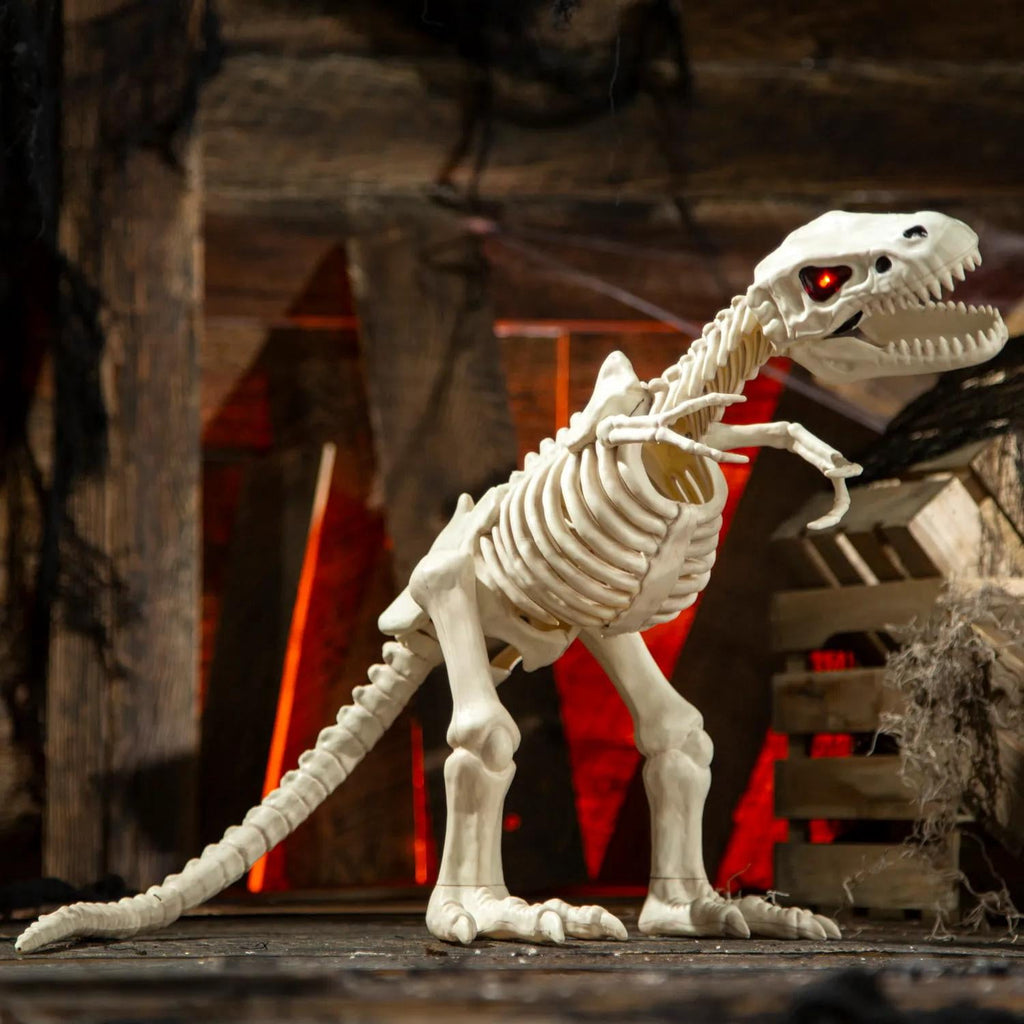 15 1/2" Animated Light-Up Tyrannosaurus Rex Skeleton Halloween Decoration - One Size