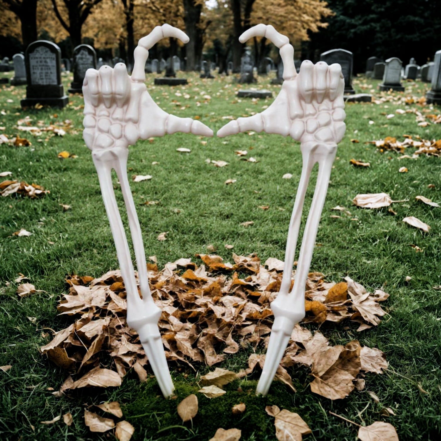 Halloween Skeleton Stakes Decorations, Love Pose 2 Piece Hands Arms with Lawn Stakes for Outdoor Yard Garden Decor