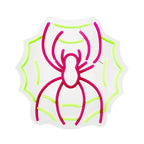 Spider with Web Pink & Green Halloween Décor with Neon LED Lights, 0.9-Ft