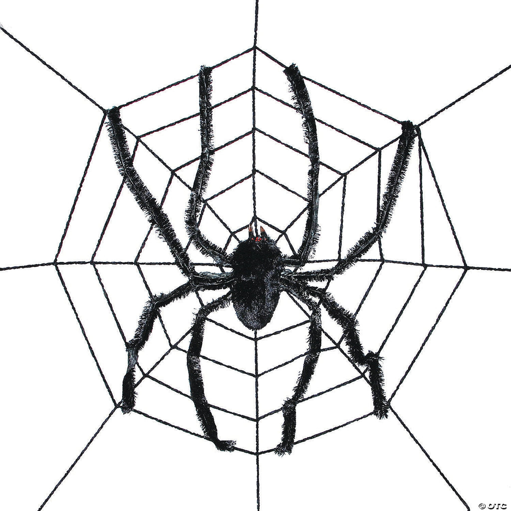 Sunstar Spider Web with Spider Halloween Decoration - 8 ft