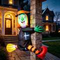 4 FT Halloween Inflatables Witch Crashing Into Tree,LED Lighted Blow Up Yard Decoration for Outdoor Garden Lawn Party Decor