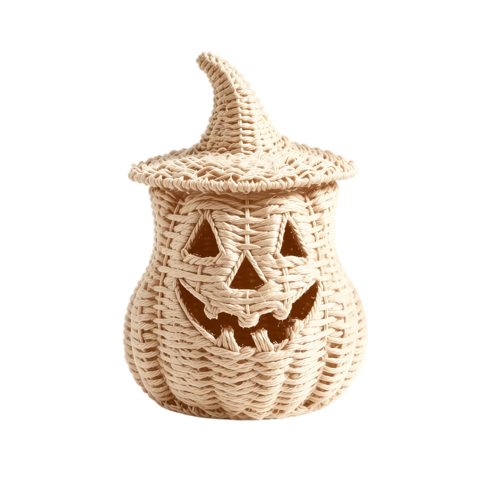Spooky Yard™ THOPBPRK 2026 Black Halloween Woven Pumpkin Jack-O'-Lantern, Pumpkin, USE LED Candle, Rattan Fall for Home, 1Pack 11.8 Inch A
