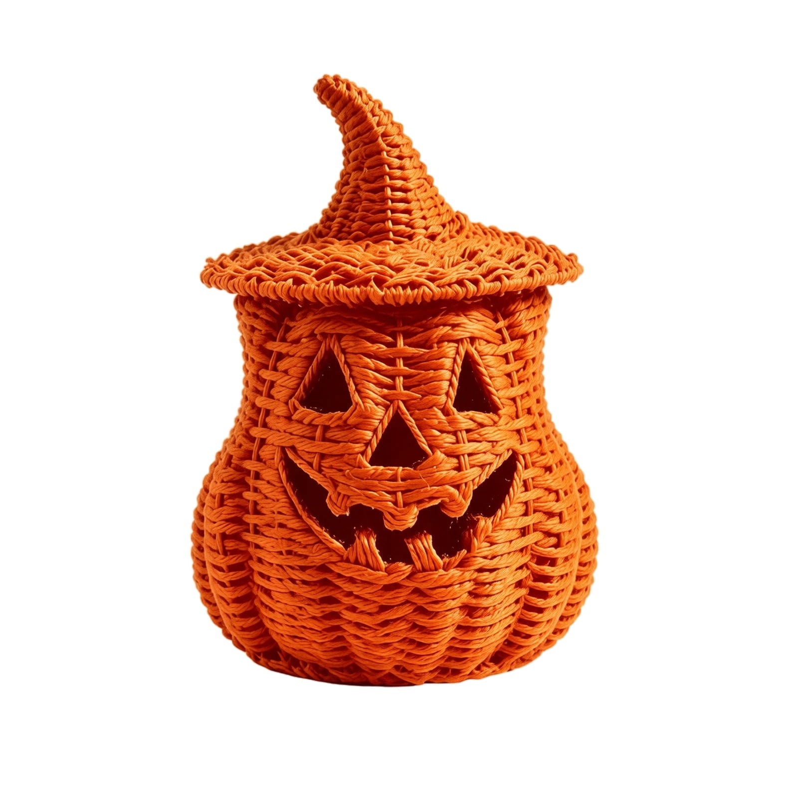 Spooky Yard™ THOPBPRK 2026 Black Halloween Woven Pumpkin Jack-O'-Lantern, Pumpkin, USE LED Candle, Rattan Fall for Home, 1Pack 11.8 Inch A