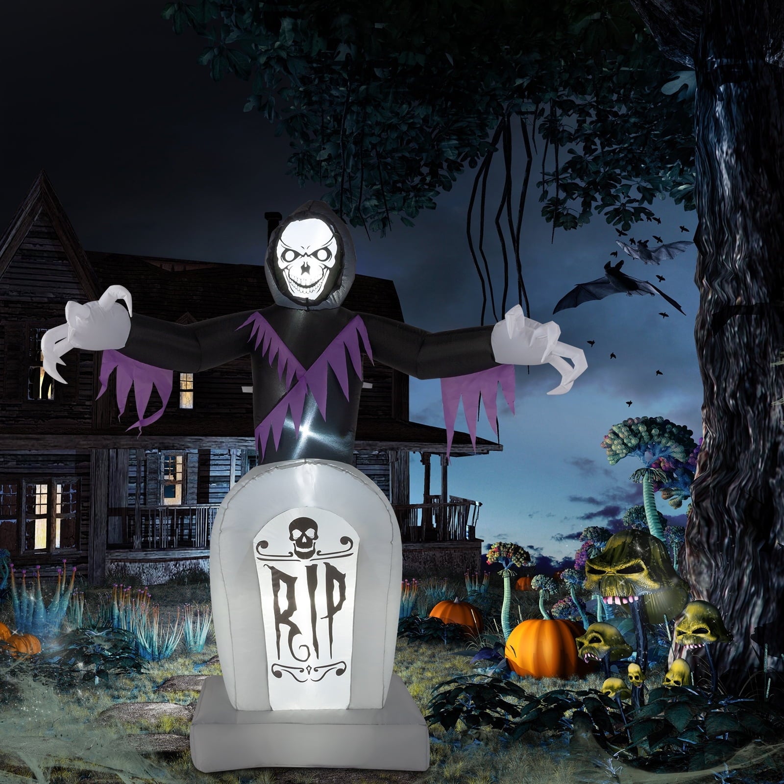 Inflatable Halloween Decoration 6 FT Reaper for Halloween Party Outdoor, Yard, Garden, Lawn Decorations