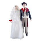 Undead Bride & Groom Halloween Animatronics with Glowing Eyes, 6-Ft