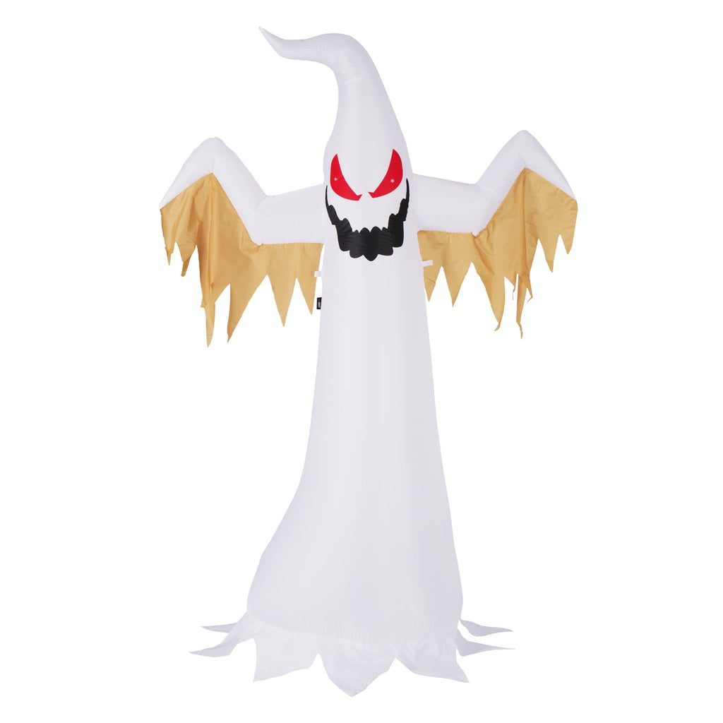 VIVOHOME 8ft Height Halloween Inflatable White Ghost with Red Rotating Led Lights Blow up Outdoor Lawn Yard Decoration