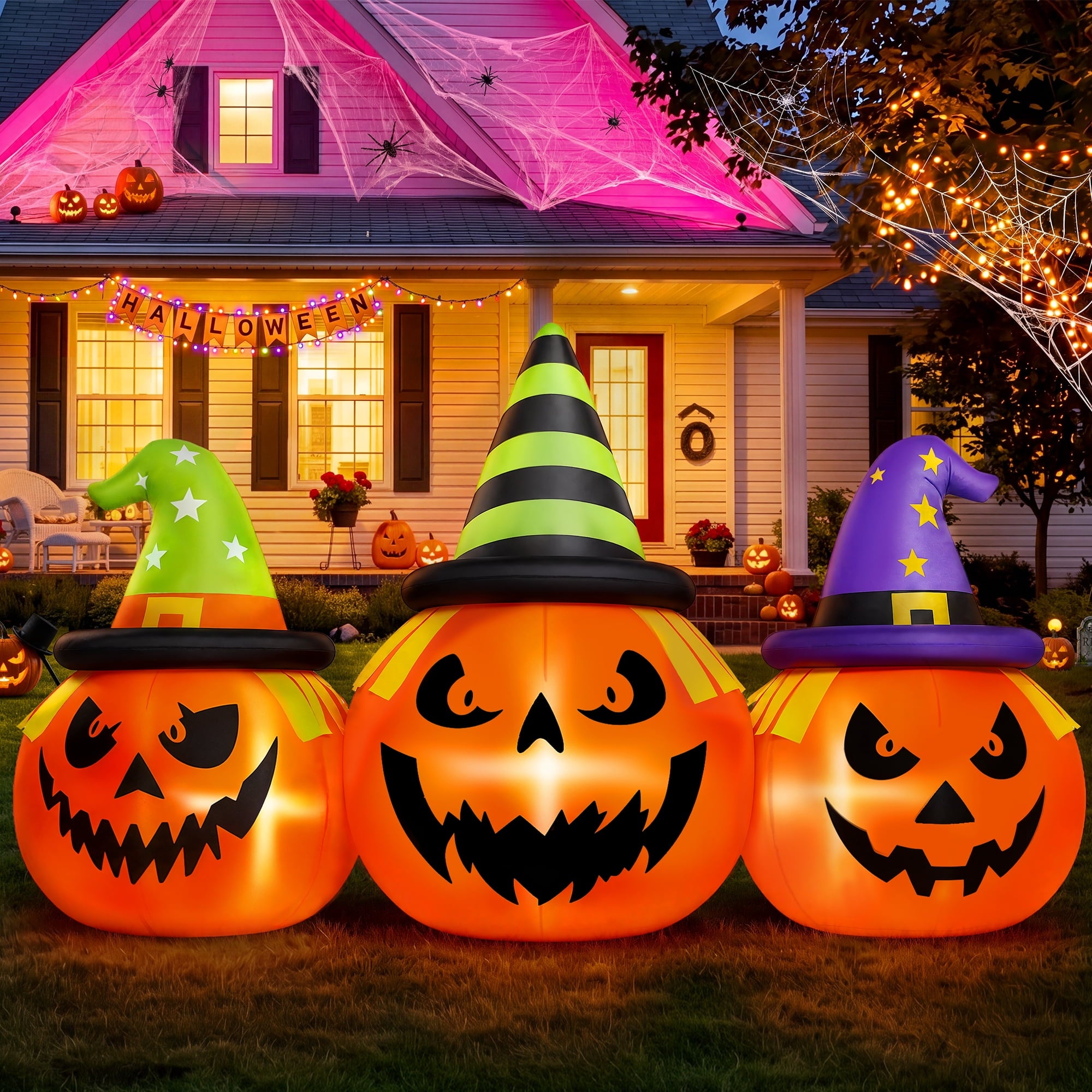 6FT Halloween Inflatable Pumpkins Decorations with LED Lights, Halloween Blow Ups Decoration for Home Party