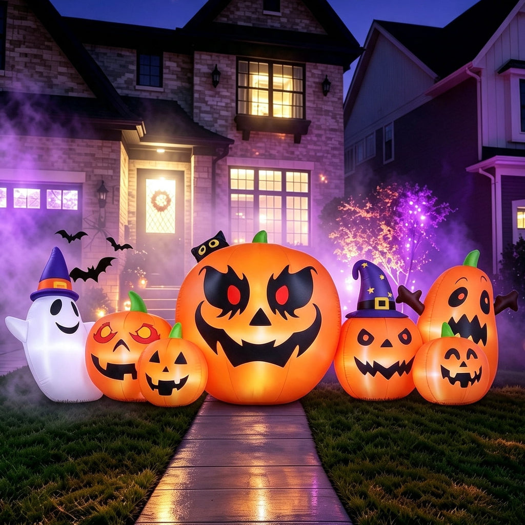 7.9FT Halloween Inflatable Pumpkin Ghost with Lights, Halloween Blow Ups Outdoor Decoration for Home Party