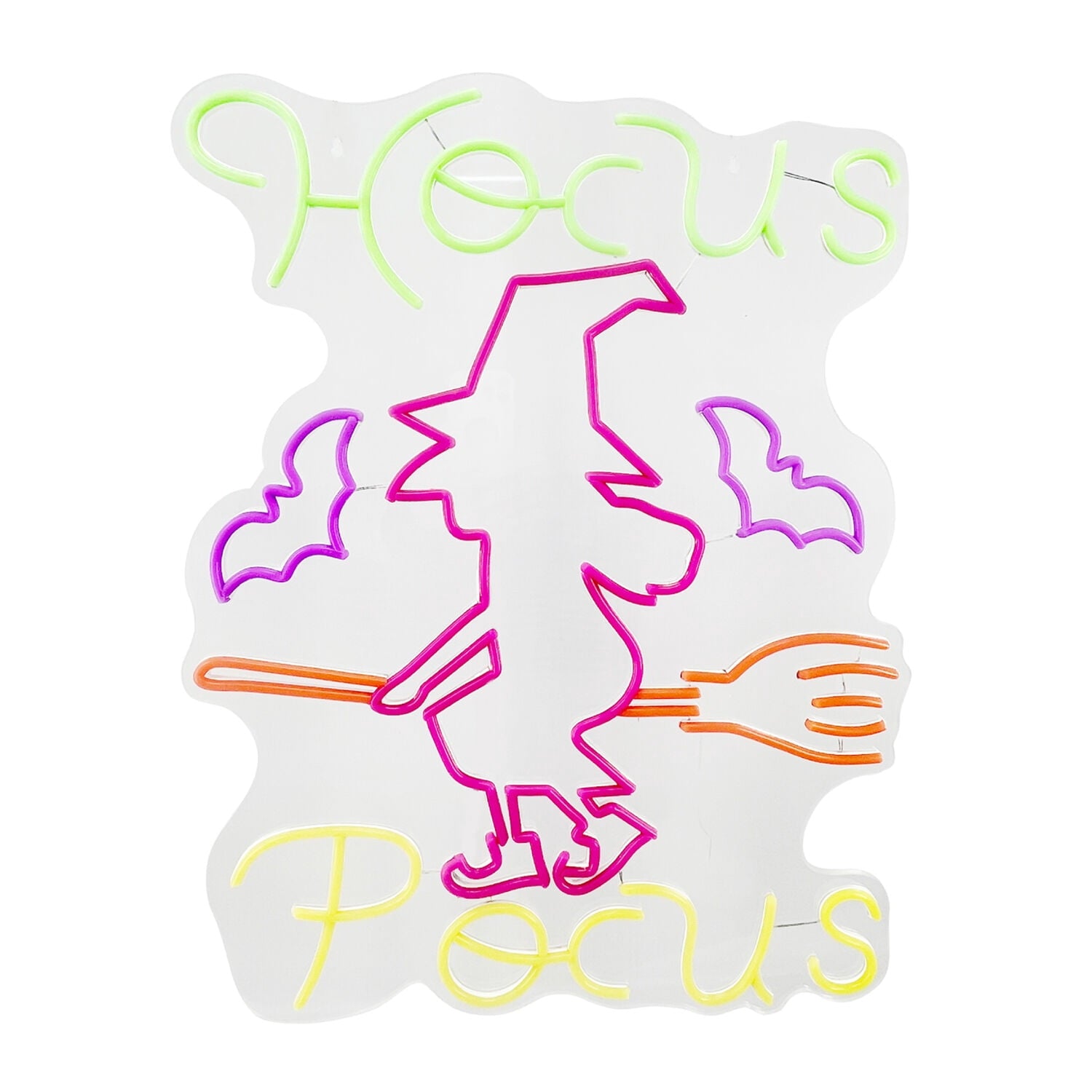 Witch Sign Multicolor Halloween Décor with Neon LEDs, 1.9-Ft