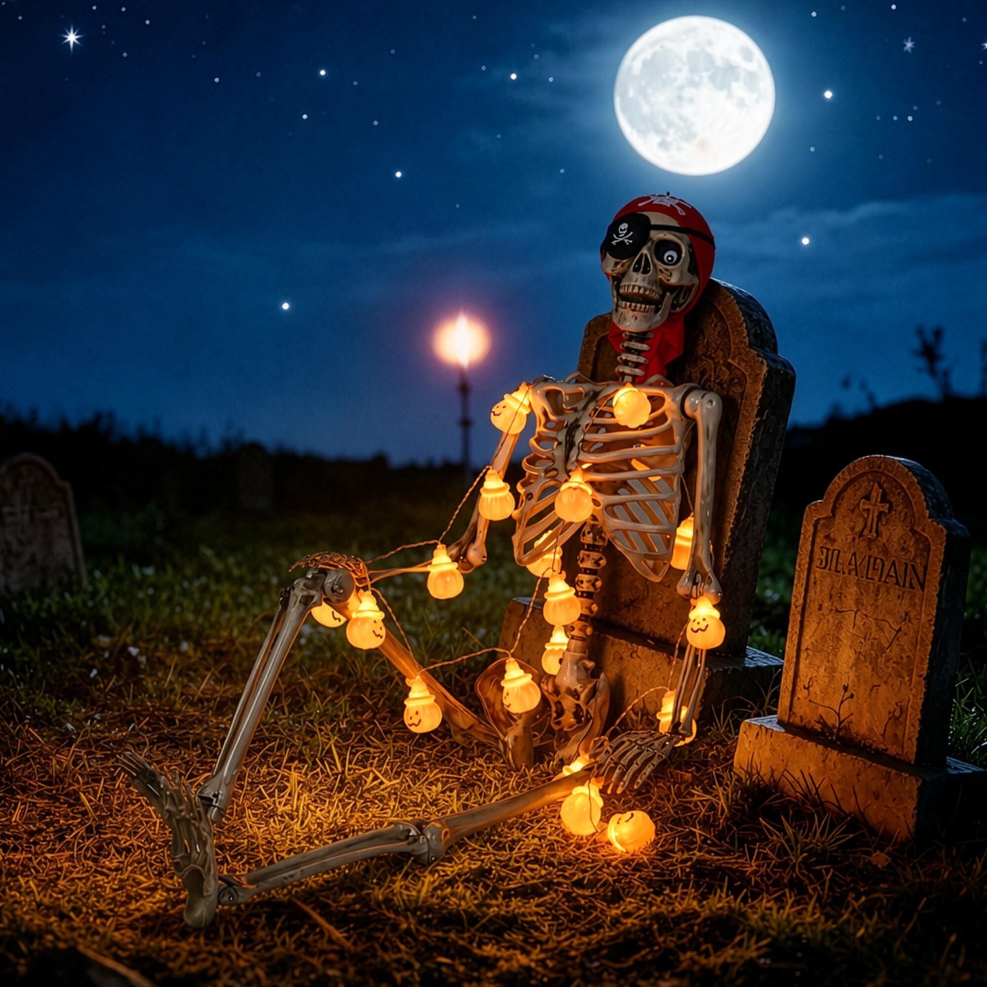 Spooky Yard™ Yescom Pirate Life Size Skeleton Poseable Full Size 5.6 Ft Haunted House 2026