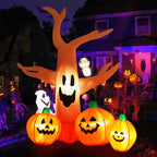 8FT Halloween Inflatables Dead Tree,Outdoor Halloween Decorations with Built-in LED Lights,Halloween Blow Up Yard Decorations with Pumpkin,Ghost,and Owl