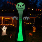12 FT Halloween Inflatables Ghost Outdoor Halloween Decoration w/ Pumpkins Head
