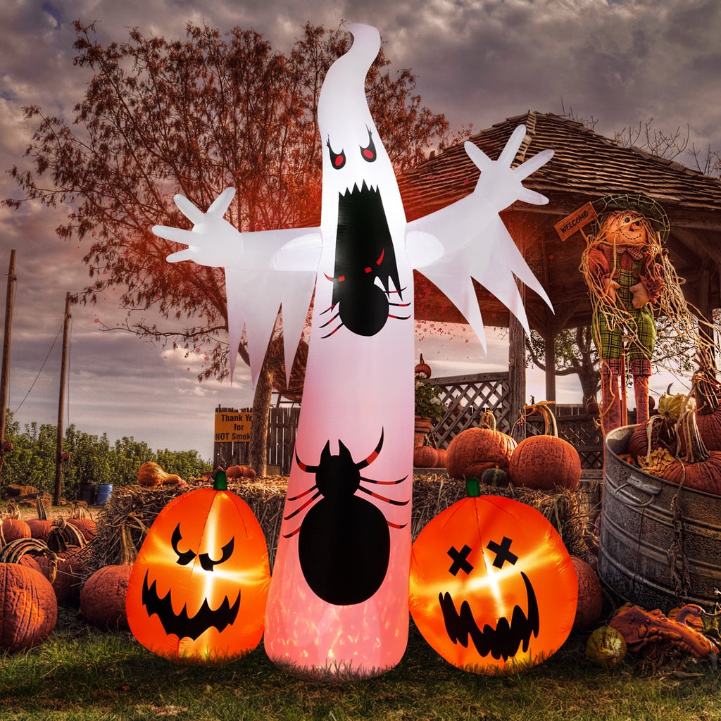 12 FT Halloween Inflatables Ghost Pumpkin Outdoor Halloween Decoration