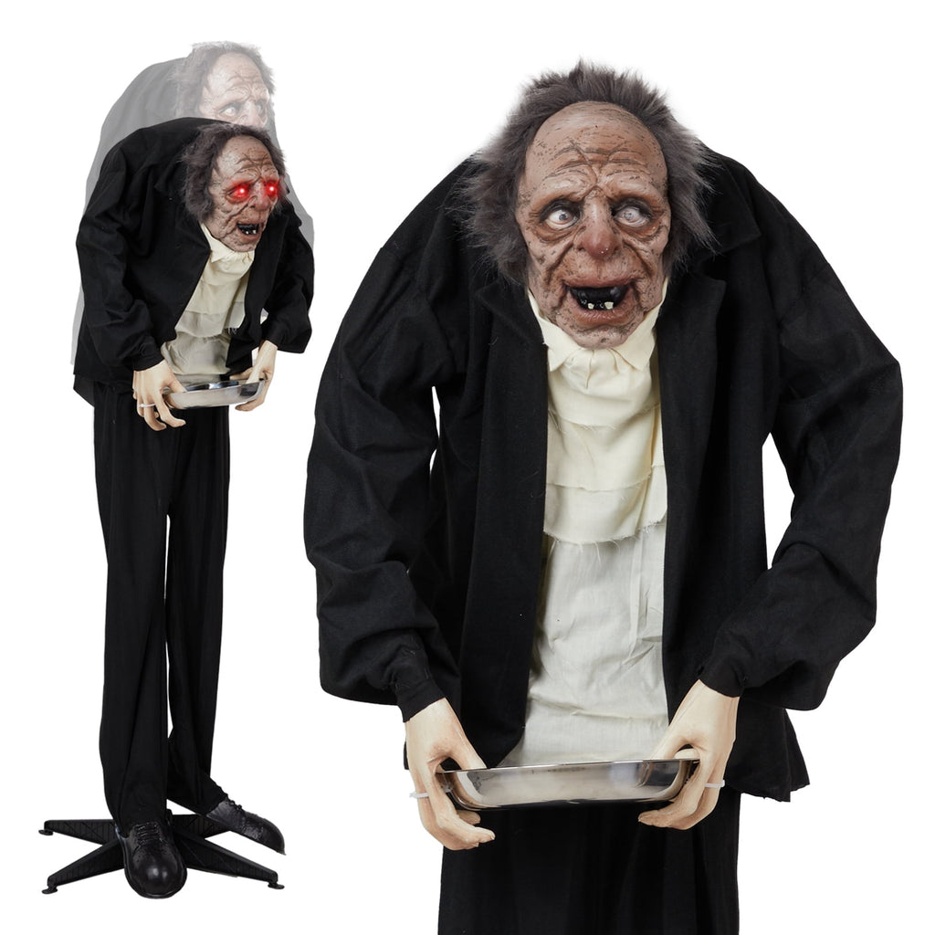 5FT Halloween Animatronic Grandpa w/ Candy Dish The Sound Activated Standing Halloween Prop