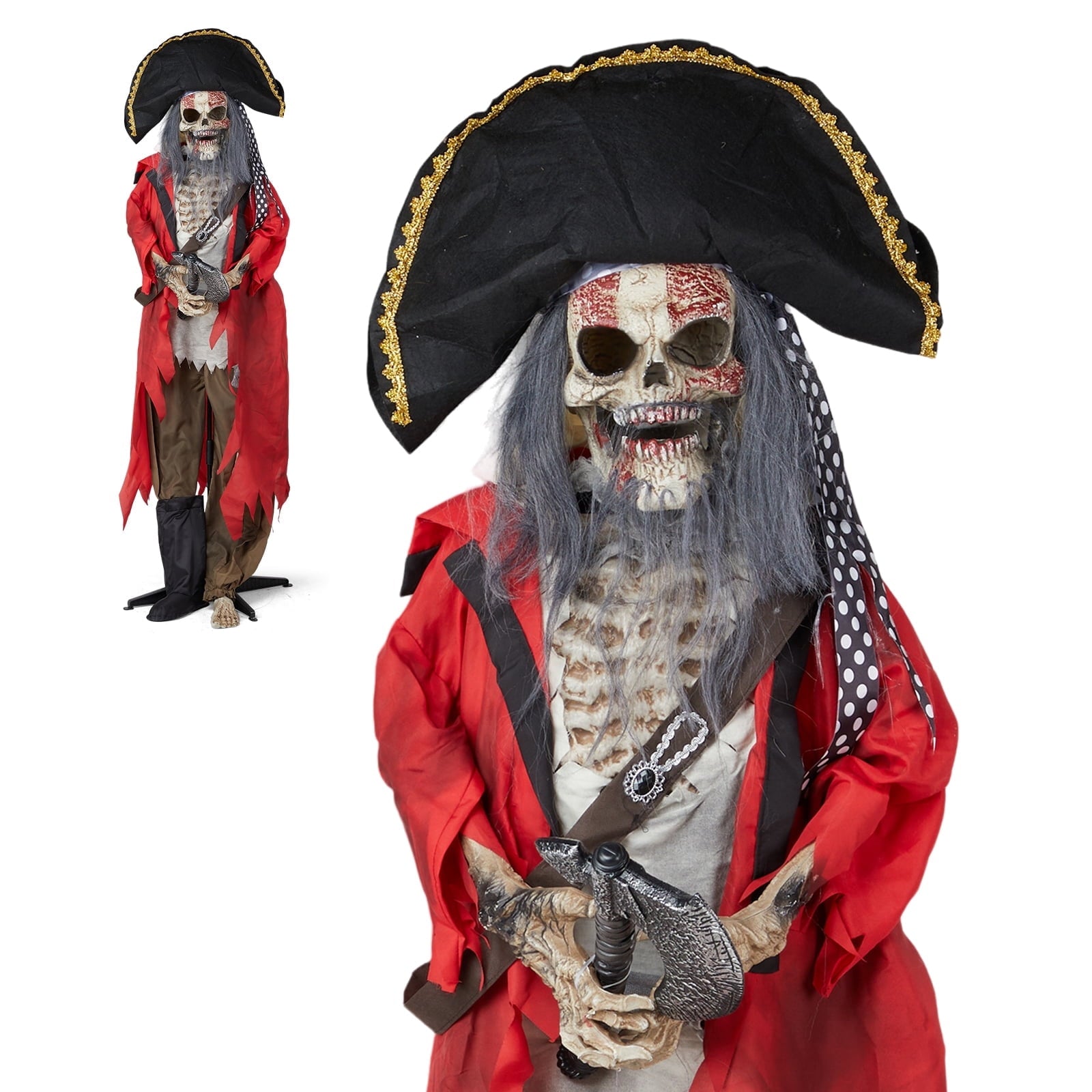 6.3FT Halloween Animatronic Pirate Standing Pirate The Sound Activated Halloween Prop