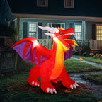 6FT Halloween Inflatables Fire Dragon Outdoor Halloween Decoration Built-in LED Lights