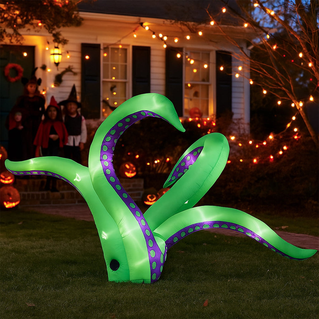 7 FT Halloween Inflatables Cape Octopus 2 Pack Giant Octopus Tentacles Halloween Decoration Outdoor