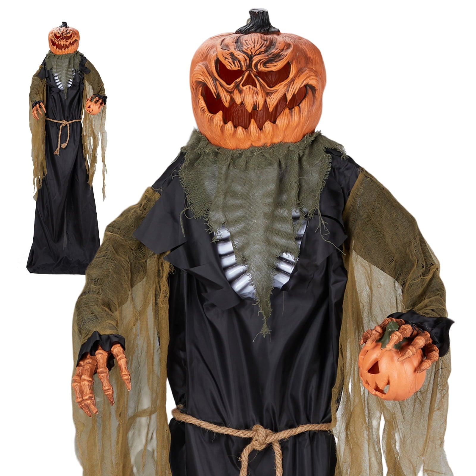 7FT Halloween Animatronic Standing Pumpkin Man The Sound Activated Halloween Prop