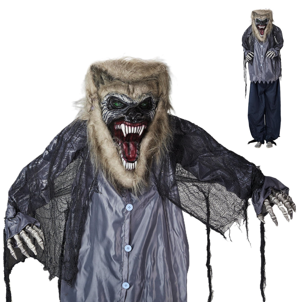 7FT Halloween Animatronic Werewolf w/ Werewolf Barking Sound The Sound Activated Halloween Prop
