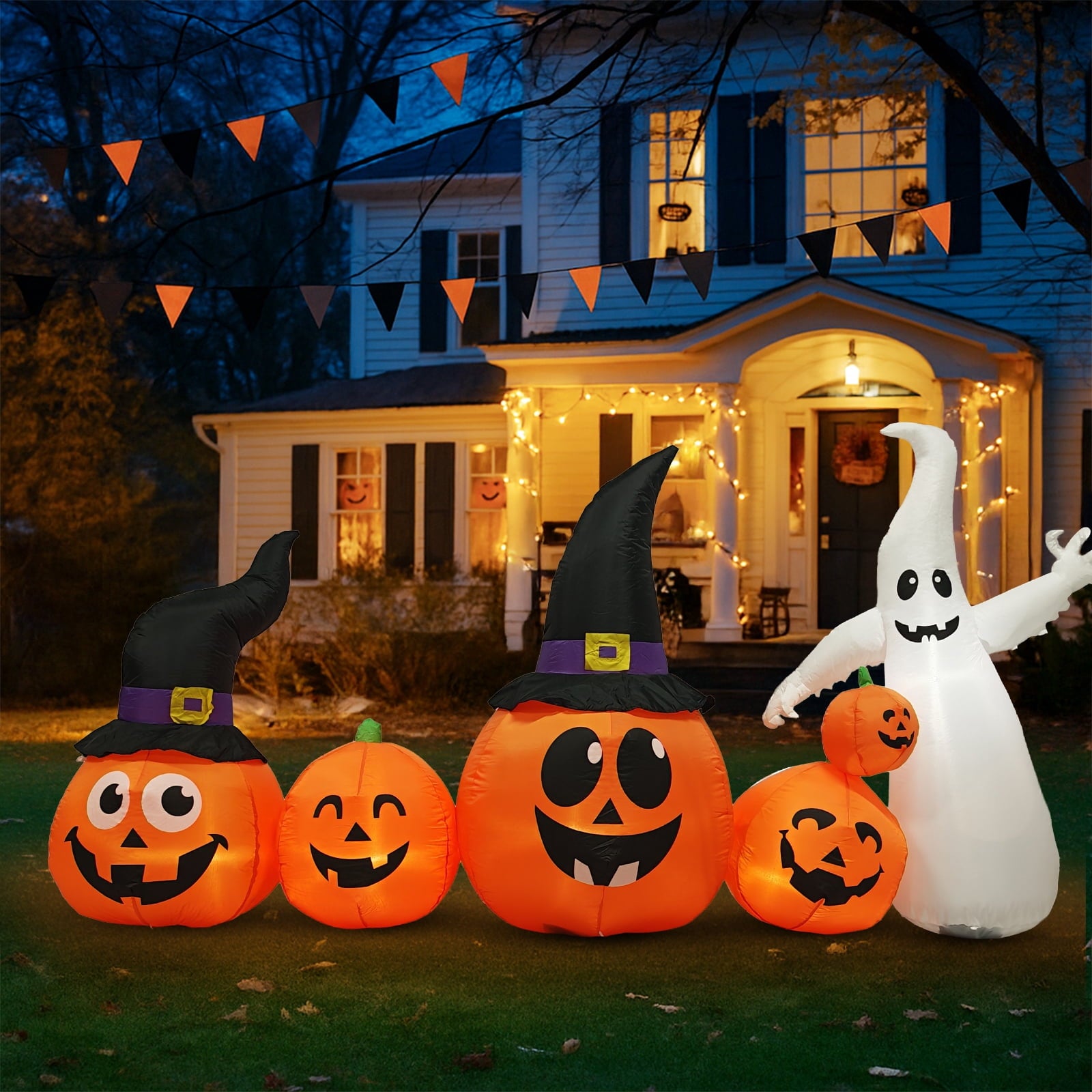 Spooky Yard™ 7 FT Halloween Inflatables Pumpkin, 7 Blow up Pumpkins w/ Build-in LEDs