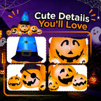 8.7ft Long Halloween Inflatable Pumpkin Decoration with Built-in LED Lights, Large Outdoor Blow-Up Yard Decor for Lawn, Garden, Porch, Haunted House and Halloween Party