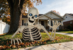 48" Halloween Giant Groundbreaker Skeleton with LED Light Moving Eyes, Creepy Sound Effect for Yard Porch Halloween Decoration