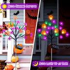 2 packs 40 LED Solar Halloween Lights, 2 Modes Halloween Bats Spiders Pumpkin Lights for Outdoor Decorations, Waterproof Stakes for Garden Yard Pathway Walkway